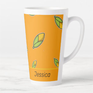 Tasse Latte maïs de nom personnalisé sur orange