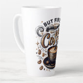 Tasse Latte Mais First Coffee Art - Design Or Stylé (Angle gauche)