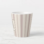 Tasse Latte Maison de campagne rustique initiale rayée beige e (Devant)