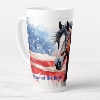 Tasse Latte Maison du drapeau et du cheval des Braves