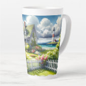 Tasse Latte Maisonnette avec vue sur le phare (Angle droit)