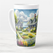 Tasse Latte Maisonnette avec vue sur le phare (Angle gauche)