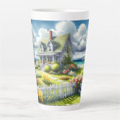 Tasse Latte Maisonnette avec vue sur le phare (Devant)