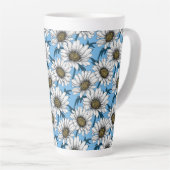 Tasse Latte Maisonnettes, fleurs sauvages sur bleu (Angle droit)