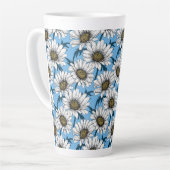 Tasse Latte Maisonnettes, fleurs sauvages sur bleu (Angle gauche)