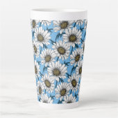 Tasse Latte Maisonnettes, fleurs sauvages sur bleu (Devant)