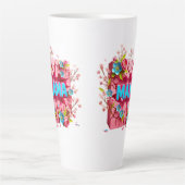Tasse Latte MAMA 3D Cracked Wall Design avec des fleurs vibran (Devant)
