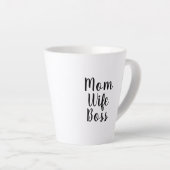 Tasse Latte Maman femme patron noir blanc script personnalisé  (Angle droit)