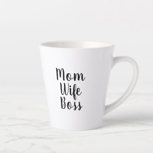 Tasse Latte Maman femme patron noir blanc script personnalisé (Droite)