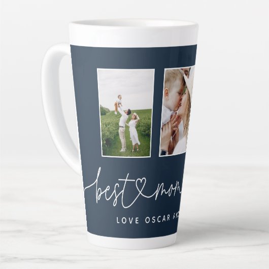 Tasse Latte Maman mignonne script moderne multi photo cadeau l (Angle gauche)