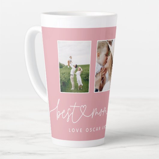 Tasse Latte Maman mignonne script moderne multi photo cadeau l (Angle gauche)