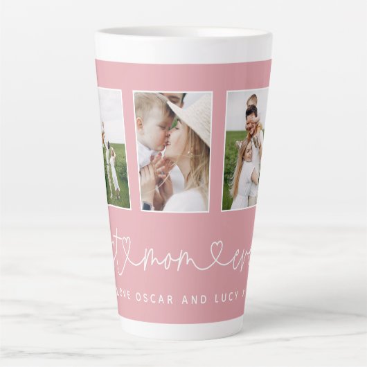Tasse Latte Maman mignonne script moderne multi photo cadeau l (Devant)