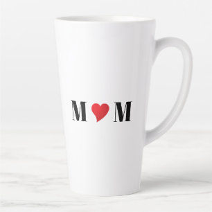 Tasse Latte Maman noir blanc rouge coeur moderne typographie m
