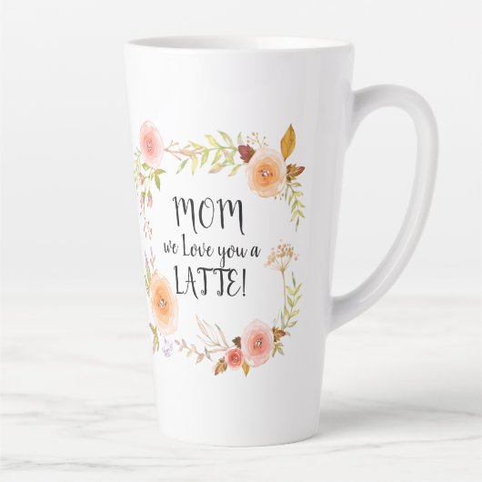 Tasse Latte Maman t'aime Fleur d'aquarelle du LATTE (Droite)