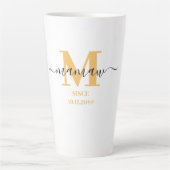 Tasse Latte Mamaw Élégant Script Monogramme Jaune Soleil  (Devant)