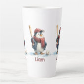 Tasse Latte Manchette de baseball de pingouin d'hiver personna (Devant)