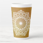 Tasse Latte Mandala blanc sur fond doré (Devant)