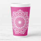 Tasse Latte Mandala blanc sur fond rose (Devant)