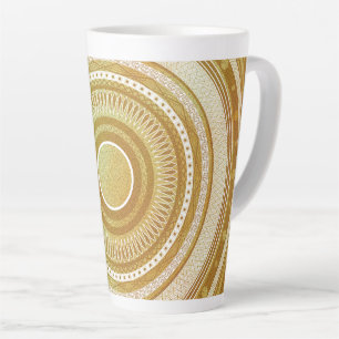 Tasse Latte Mandala d'or et de paillettes