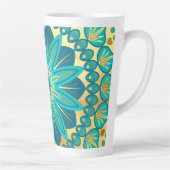 Tasse Latte Mandala Fleur Or Bleu (Droite)