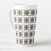 Tasse Latte Mandala flocon de neige de Noël (Angle gauche)