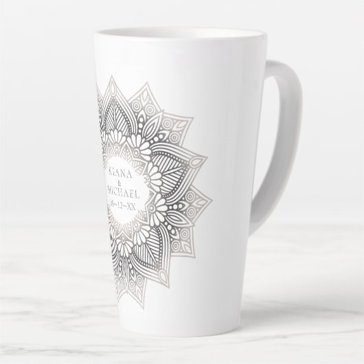 Tasse Latte Mandala Lace Mariage Neutrals ID478 (Angle droit)