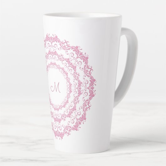 Tasse Latte Mandala, Monogramme. (Angle droit)