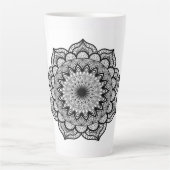 Tasse Latte Mandala noir sur fond blanc (Devant)