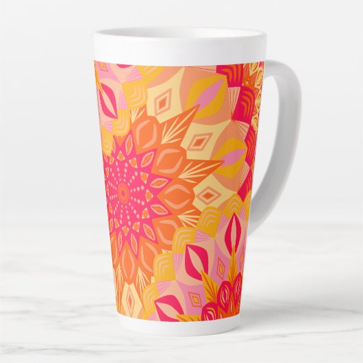 Tasse Latte Mandala superposé orange rose jaune (Angle droit)