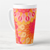Tasse Latte Mandala superposé orange rose jaune (Angle gauche)