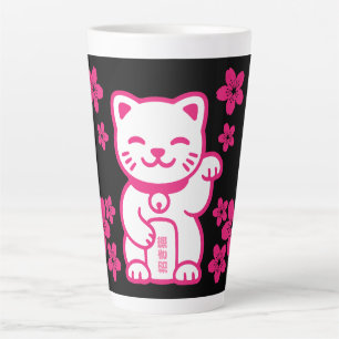 Tasse Latte Maneki-neko japonais rose