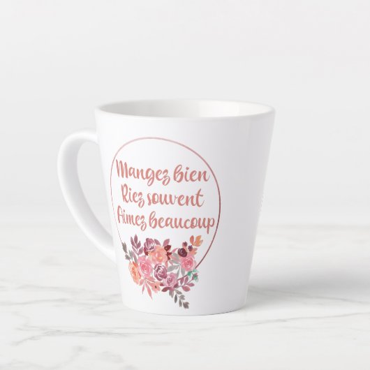 Tasse Latte Mangez Bien Riez Souvent Aimez Beaucoup Français (Angle gauche)