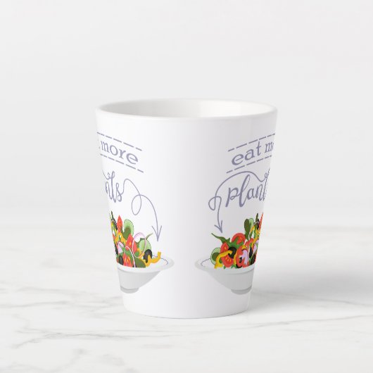 Tasse Latte Mangez plus de plantes frais motivation salade let (Devant)