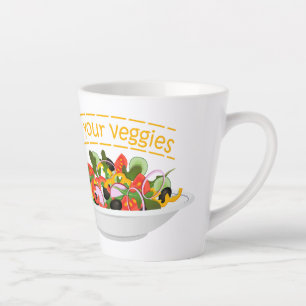 Tasse Latte Mangez vos Légumes Citer salade fraîche mélange bo