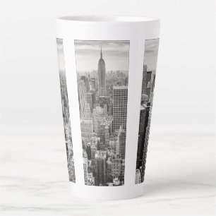 Tasse Latte Manhattan, New York (panorama noir et blanc)