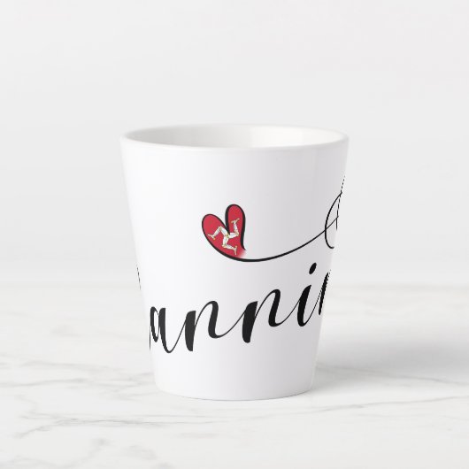 Tasse Latte Mannin, Isle of Man Drapeau Heart, Manx (Devant)