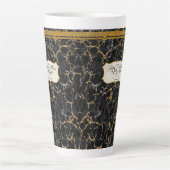 Tasse Latte Marblée Paris Calligraphie Typographie Noir n Or (Devant)