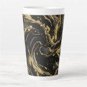 Tasse Latte Marbre Abstrait Or et Noir de Luxe  (Devant)