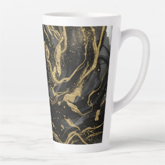 Tasse Latte Marbre Abstrait Or et Noir de Luxe