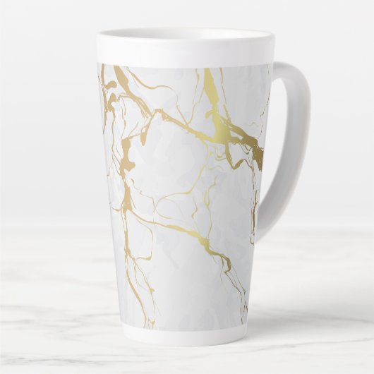 Tasse Latte Marbre blanc Avec Or (Angle droit)