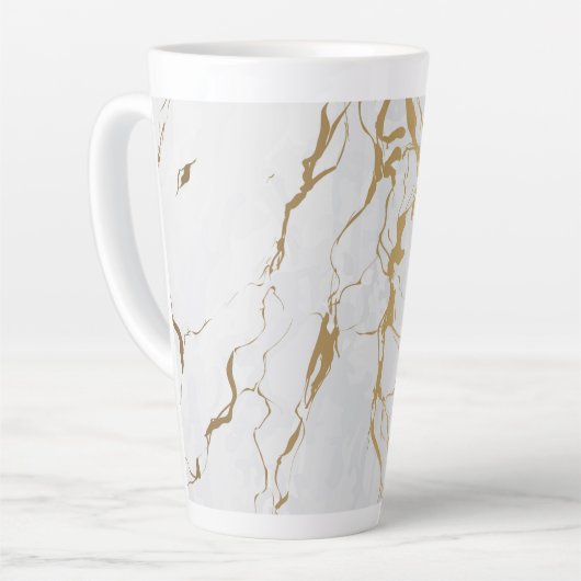 Tasse Latte Marbre blanc Avec Or (Angle gauche)