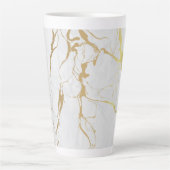 Tasse Latte Marbre blanc Avec Or (Devant)