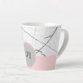 Tasse Latte Marbre blanc gris et bleu personnalisé (Angle droit)