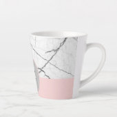 Tasse Latte Marbre blanc gris et bleu personnalisé (Droite)
