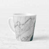 Tasse Latte Marbre doré Turquoise foncé moderne (Angle gauche)