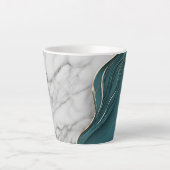 Tasse Latte Marbre doré Turquoise foncé moderne (Devant)