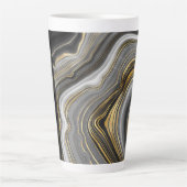 Tasse Latte Marbre noir et or Personnalisé (Devant)