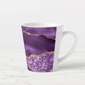 Tasse Latte Marbre Parties scintillant or violet Nom personnal (Droite)