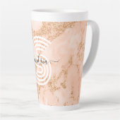 Tasse Latte Marbre rose Parties scintillant or, Nom du script (Angle droit)