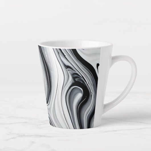 Tasse Latte Marbre soufflé d'encre - Élégance intemporelle (Droite)